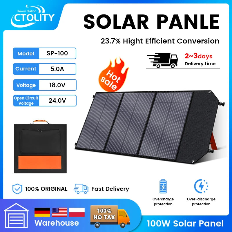 18V 100W Portable Flexible Solar Panel Kit for Home Camping Travel and Battery Charger with Fast Shipping