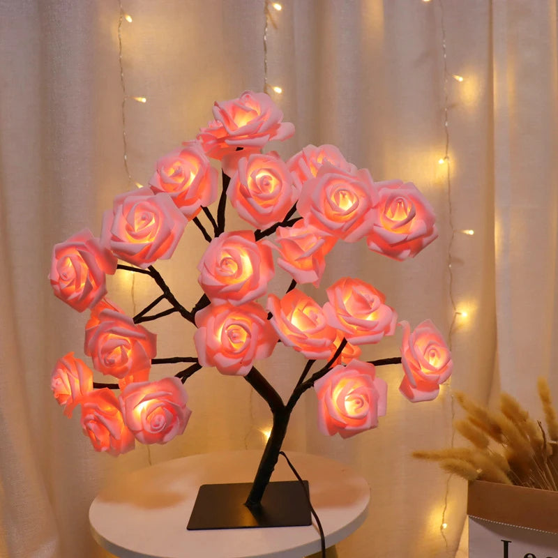 LED Rose Tree Lights 24 LEDs USB Operated Table Lamp