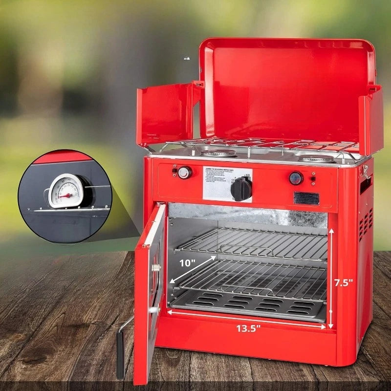 New-Powered 2-Burner Stove & Oven with Carry Bag Portable Propane - Ultimate Objects