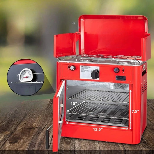 New-Powered 2-Burner Stove & Oven with Carry Bag Portable Propane - Ultimate Objects