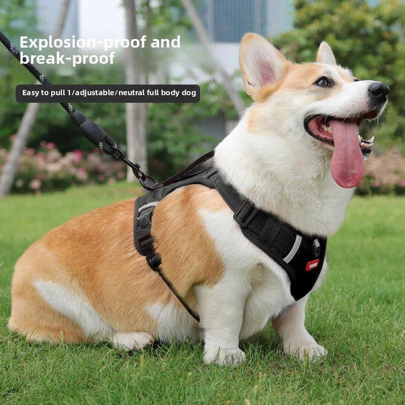 Dog Chest Harness Reflective Leash Anti Breakaway Walking