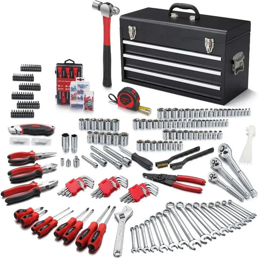438 Piece Mechanics Tool Set With 3 Drawer Metal Box USA