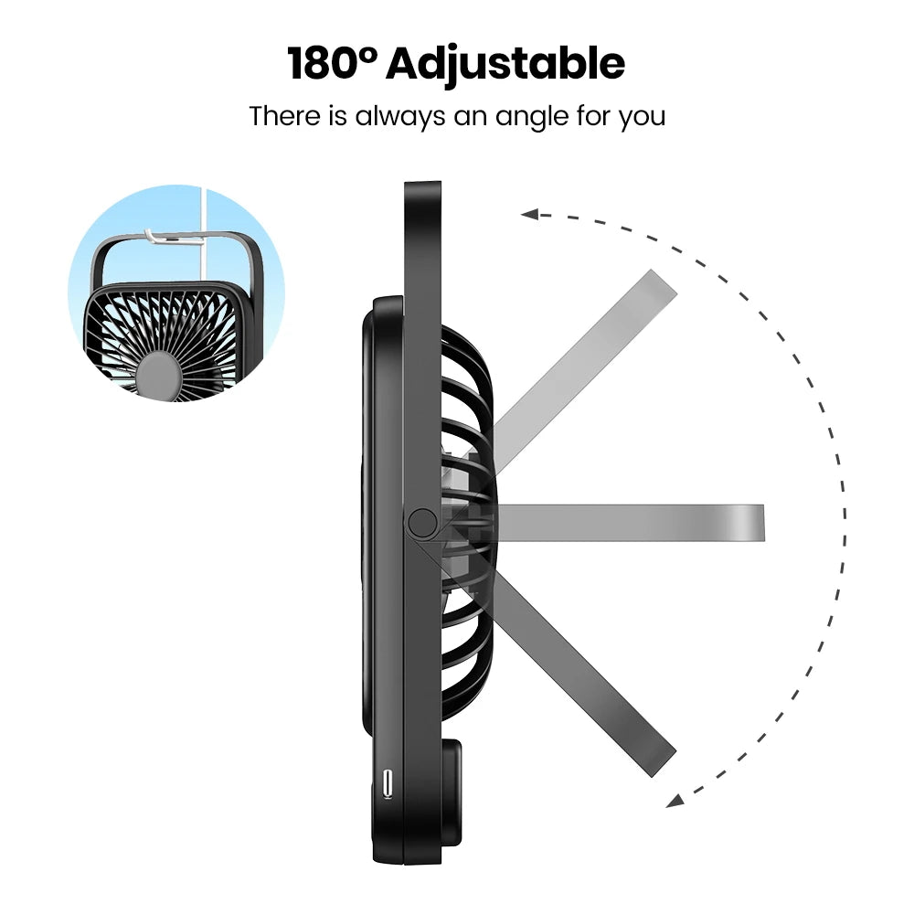 Topk Rechargeable Portable Fan Usb Camping 2000mAh Silent