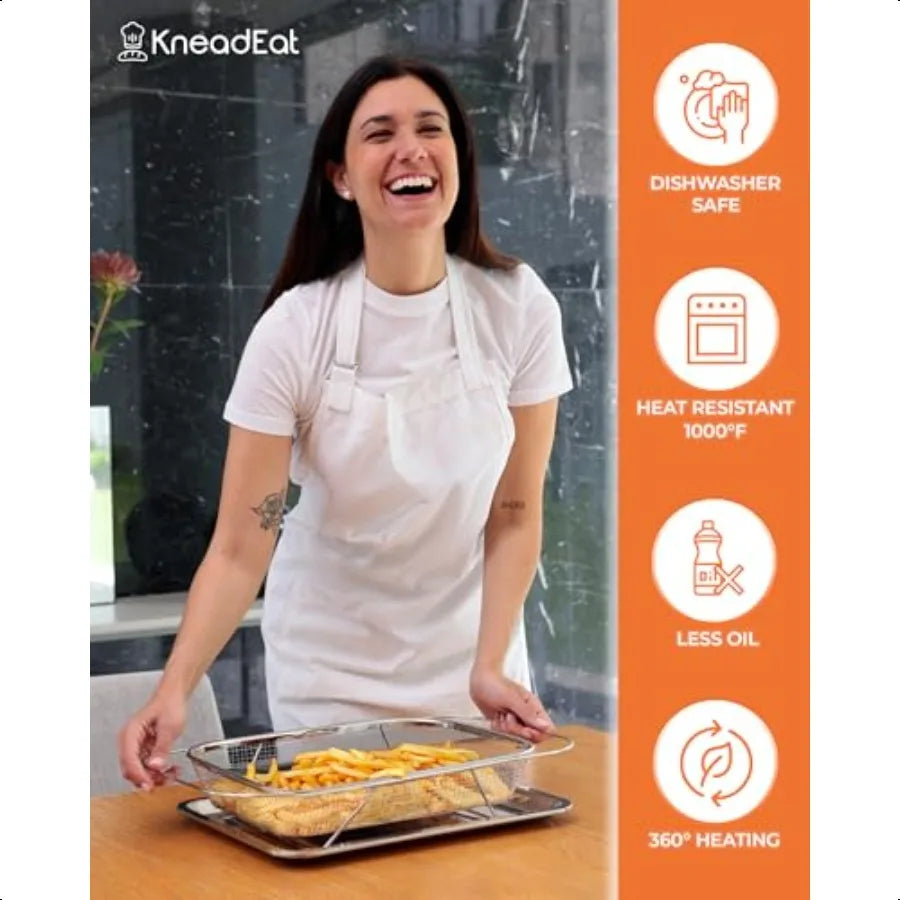 Deep Air Fryer Basket Set For Oven 3 Piece 304 Stainless