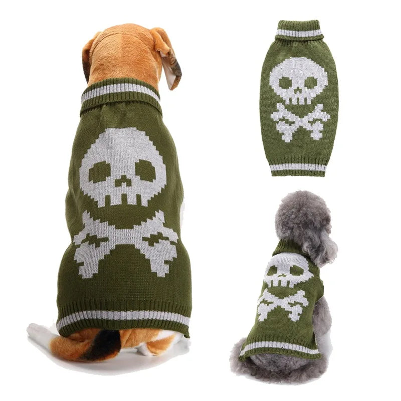 Halloween Pet Sweater Skull Pattern Dog Costume Knitwear