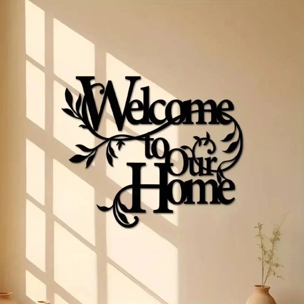 Welcome Home Sign Iron Metal Wall Decor Pendant Wall Art