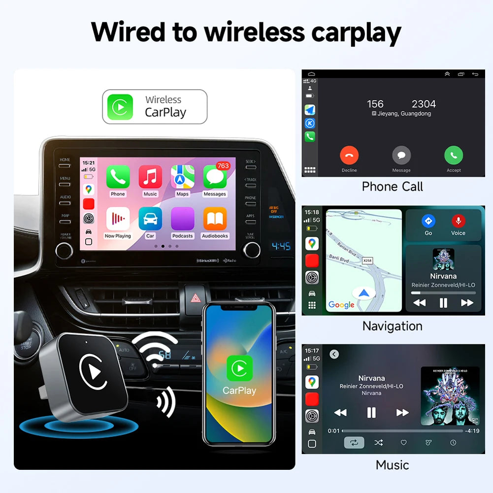 Wireless CarPlay Android Auto Adapter for Factory Wired Cars