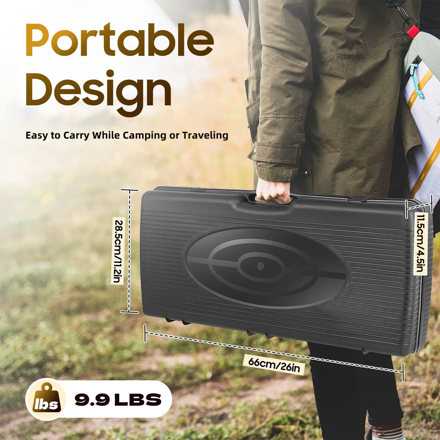 2 In 1 2 Burner Portable Camping Stove Butane Camping Stove Kit with Baking Pan and Carrying Case Auto Ignition Camping Burner LPG