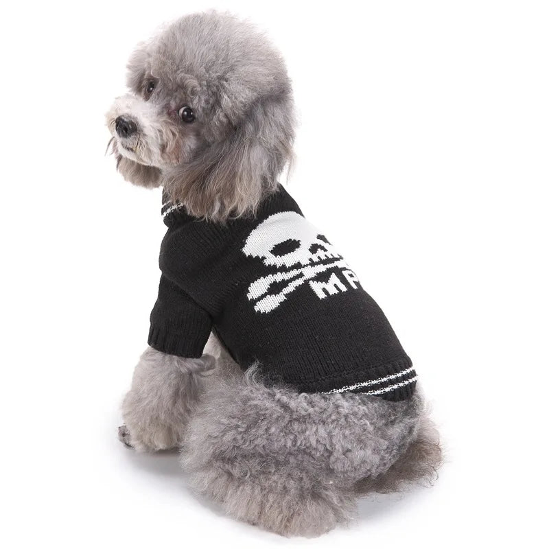 Halloween Skull Pattern Dog Sweater Autumn Knitwear