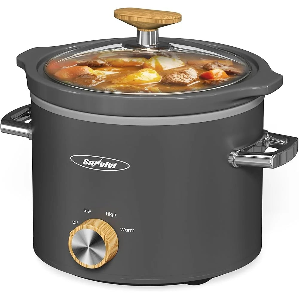 Small Slow Cooker Removable Ceramic Pot 2 Quart Compact