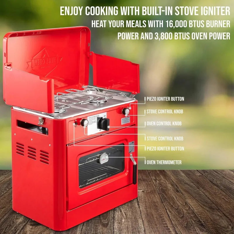 New-Powered 2-Burner Stove & Oven with Carry Bag Portable Propane - Ultimate Objects