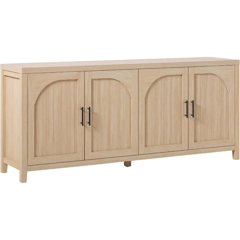 4-Door Reeded Sideboard Buffet Cord Management Coastal Oak