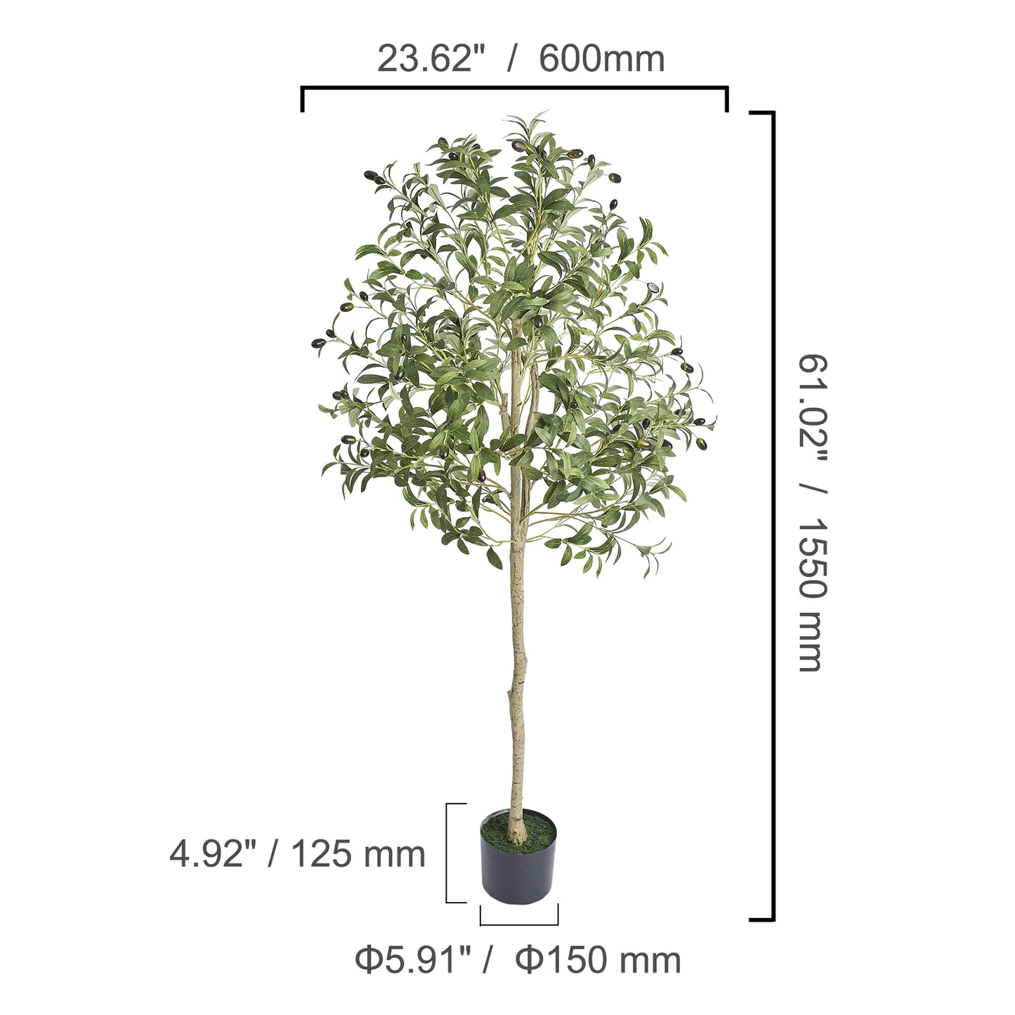 SucceBuy Artificial Olive Tree Tall Faux Plant Easy Care