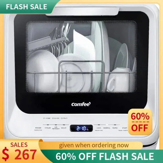 Portable Countertop Dishwasher 5L Tank No Hookup 360 Spray