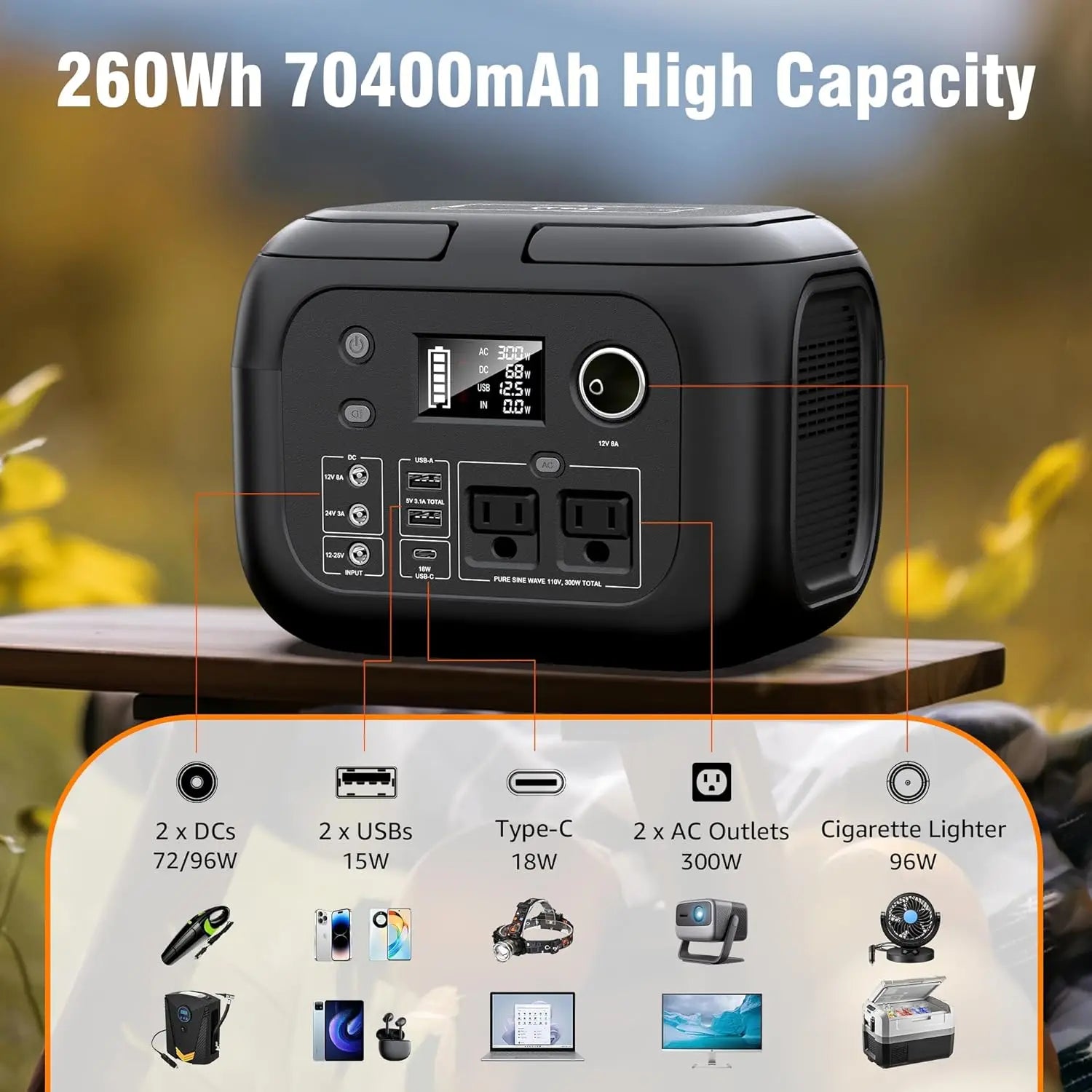 300W 260Wh Portable Power Station with Solar Panels 40W Solar Generator for Outdoor Travel Camping RV - Ultimate Objects