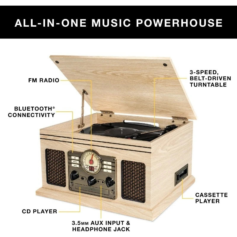 Six In One Bluetooth Record Player With Built In Speakers