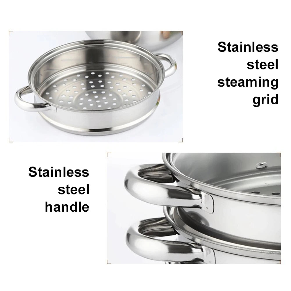 3 Tier Stainless Steel Steamer With Lid For Vegetables