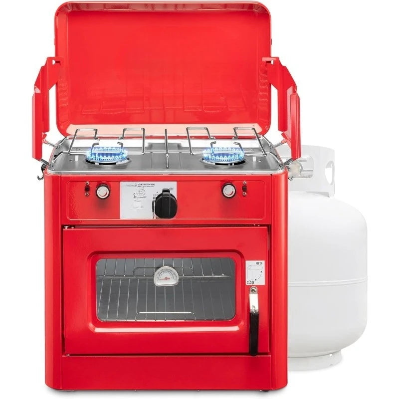 New-Powered 2-Burner Stove & Oven with Carry Bag Portable Propane - Ultimate Objects