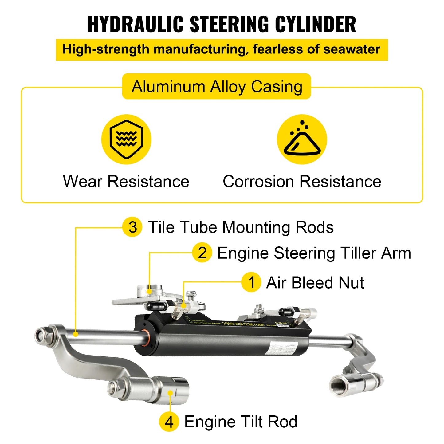 Vevor 300HP Outboard Hydraulic Steering Kit With Cylinder