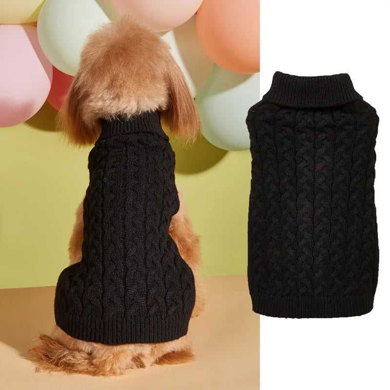 Solid Color Knit Dog Sweater For Small Bichon Casual Stretch