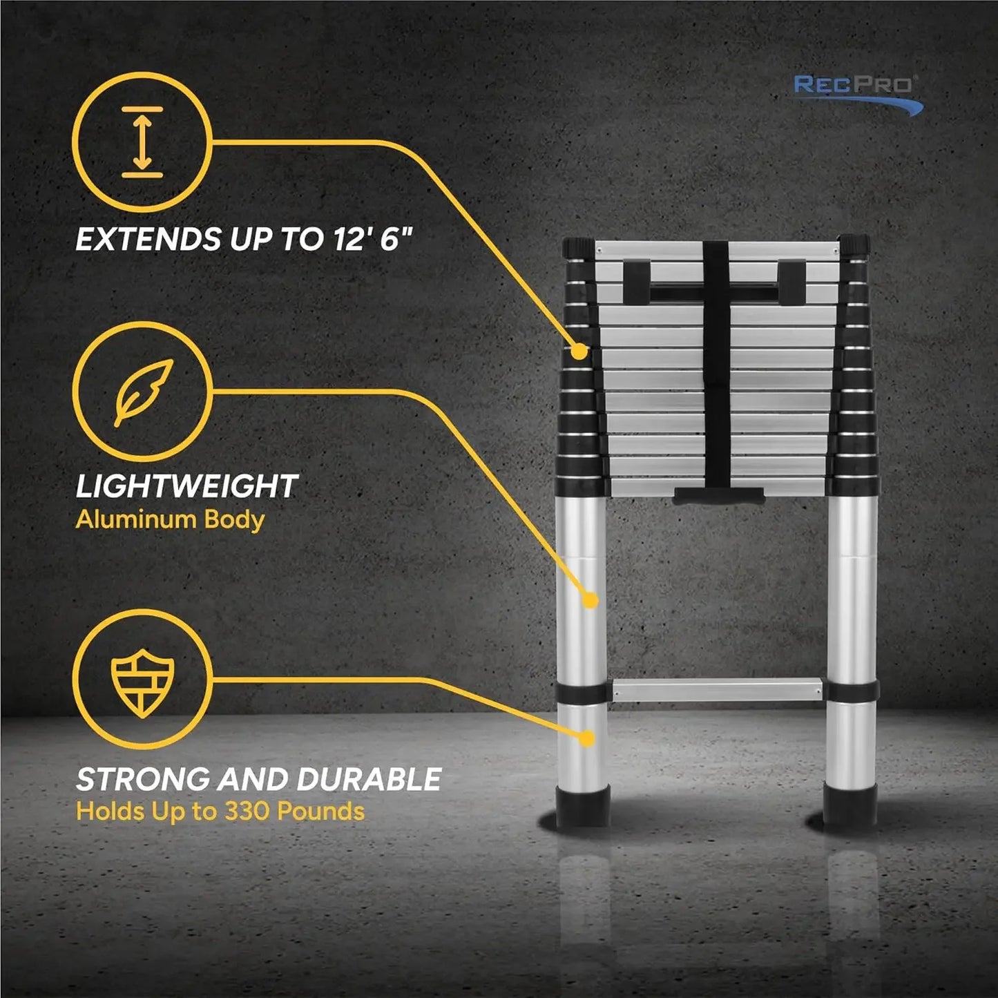 RV Telescoping Ladder 12.5ft Lippert On The Go Compatible