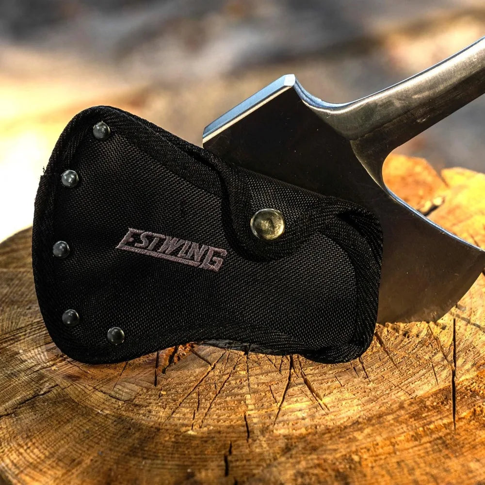Sportsman's Axe 14 Inch Camping Hatchet with Forged Steel Construction and Genuine Leather Grip