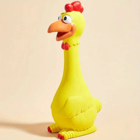 Large Cartoon Latex Screaming Chicken Duck Dog Chew Toy Durable Natural Rubber Squeaker for Teeth Grinding