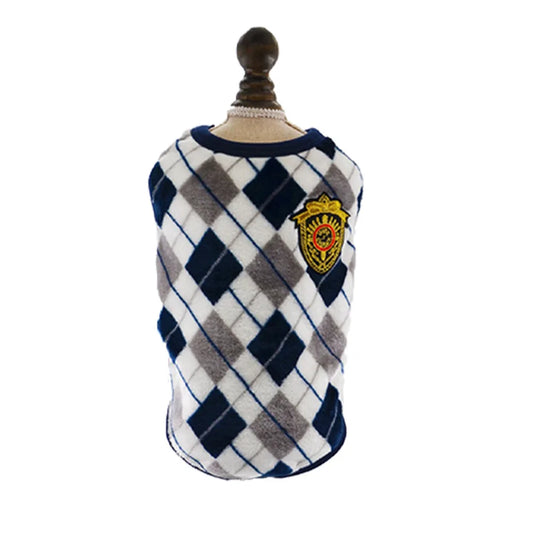 Diamond Plaid Warm Flannel Coat Grey Red Golden Retriever