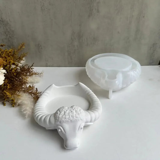 Cow Horn Head Ashtray Silicone Mold For Concrete Molds