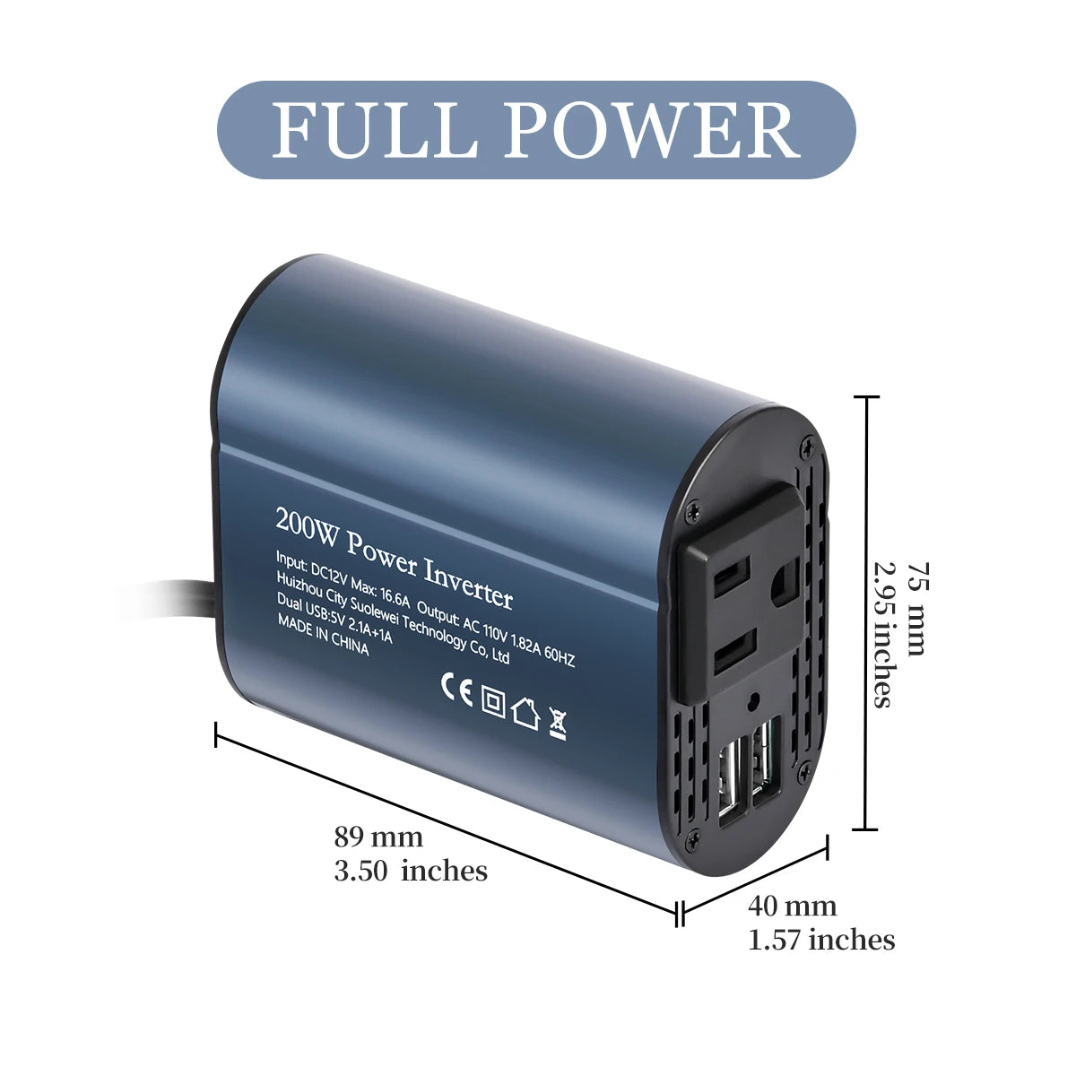 200W Multi-socket DC 12V to AC 110V US Socket Inverter - Ultimate Objects