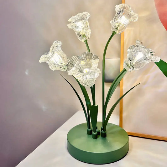 Bell Orchid Glass Table Lamp Led Night Light Decorative
