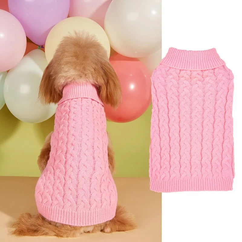 New Solid Color Knit Dog Sweater for Teddy Bichon Two Legs