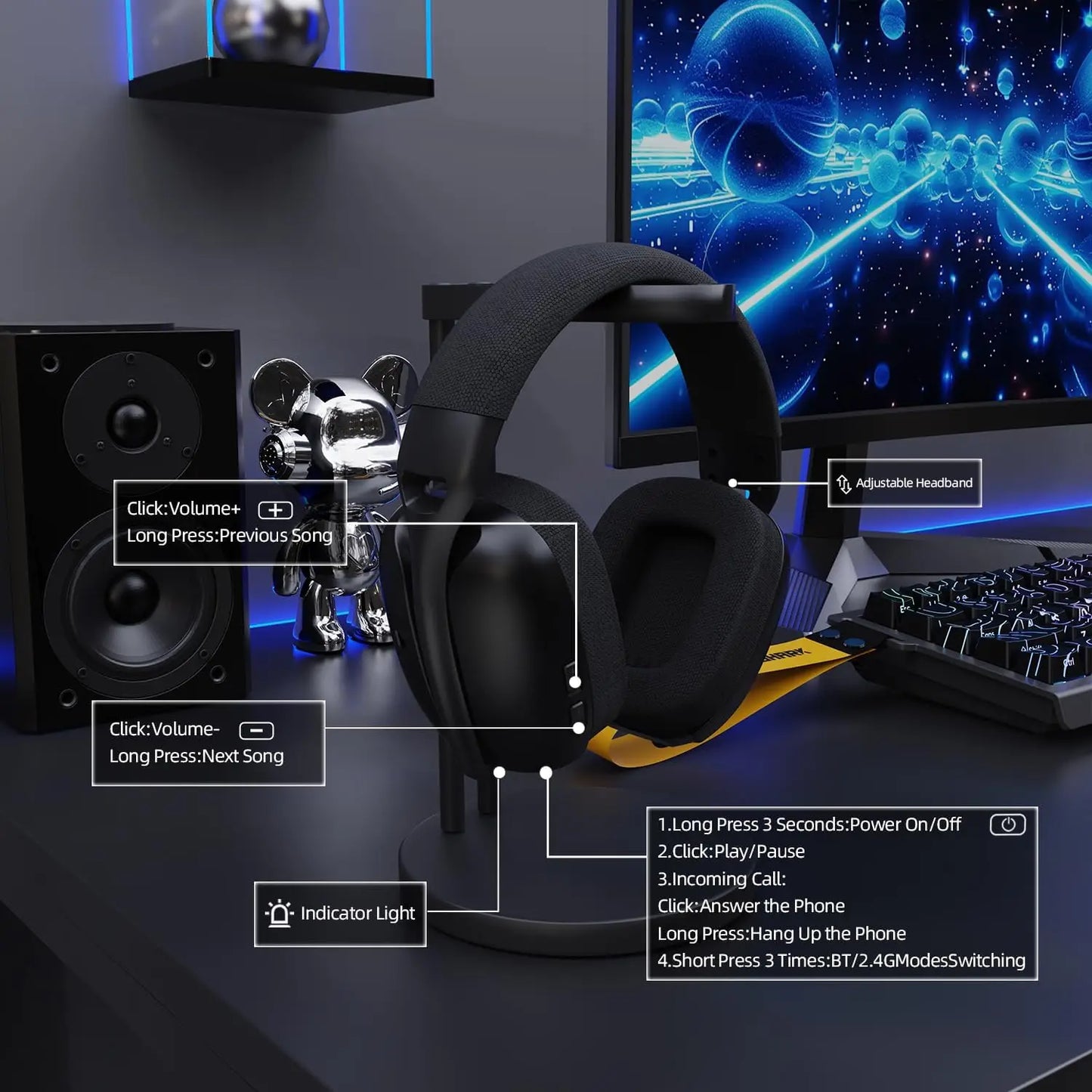 Attack Shark L80Pro Wireless Gaming Headset Dual Microphone