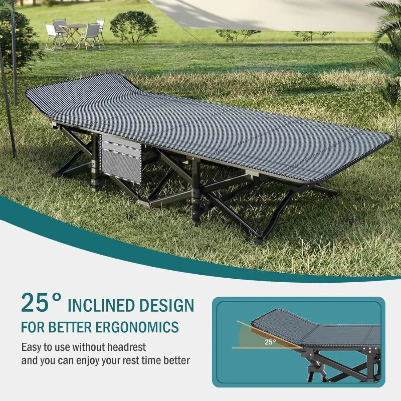 Camping Cot for Adults, Portable Folding Bed with Cushion - Ultimate Objects