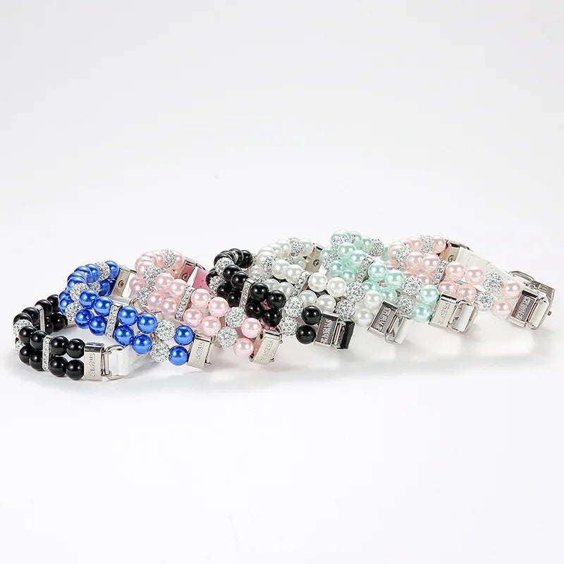 Pearl Cat Necklace Pet Collar Leash Jewelry For Small Dogs