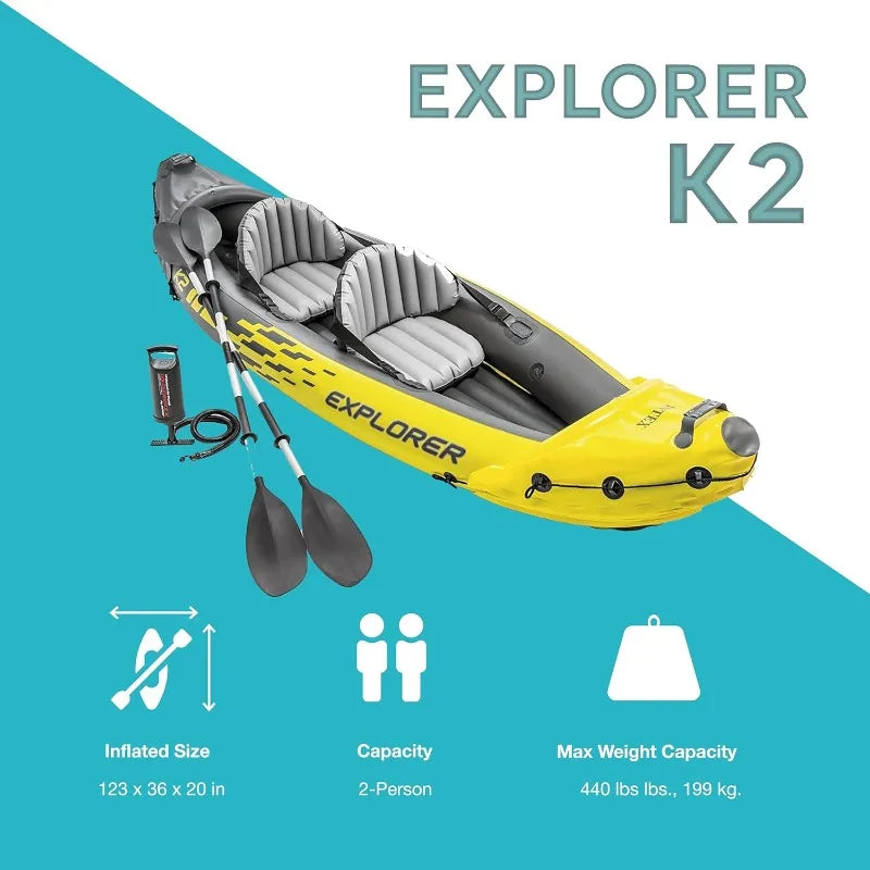 Intex Explorer K2 Inflatable Kayak With Paddles And Pump