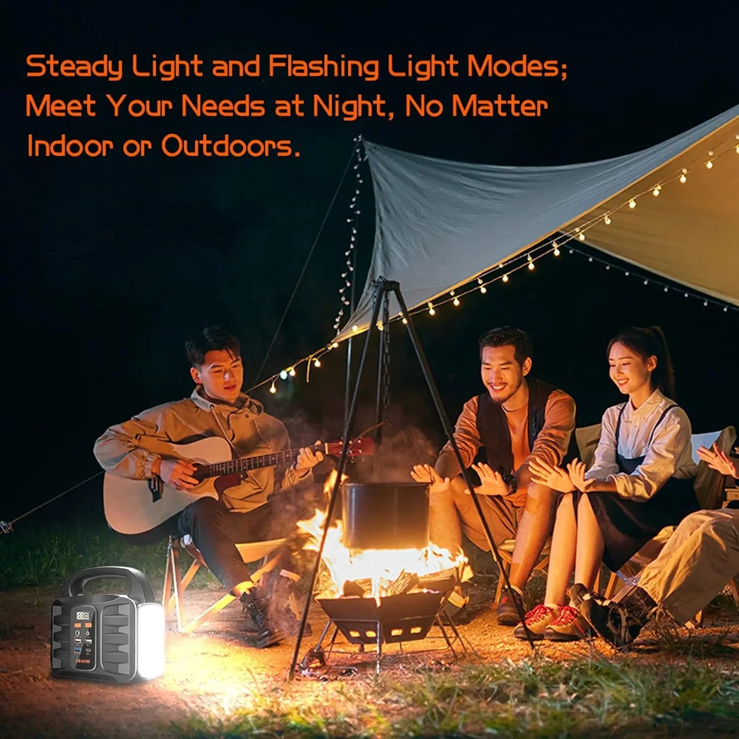 Portable Power Station 155Wh 42000mAh Outdoor Solar Generator 110V 150W Peak 200W AC Outlet USB C PD 30W CPAP Compatible LED Display CE FCC RoHS