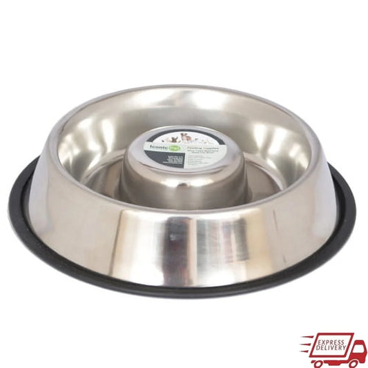 Slow Feed Stainless Steel Pet Bowl Non Skid Dishwasher Safe