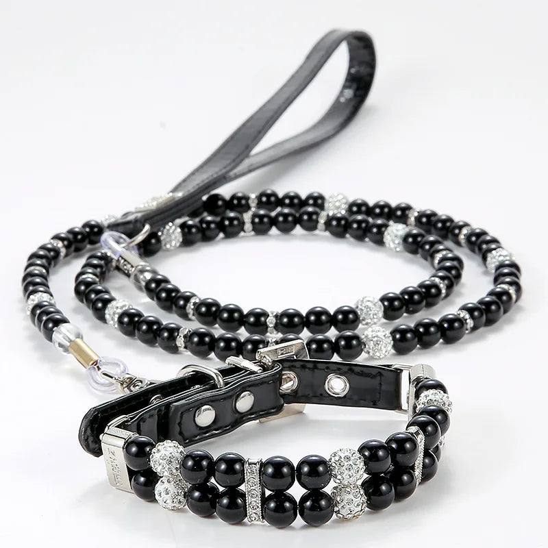 Pearl Cat Necklace Pet Collar Leash Jewelry For Small Dogs