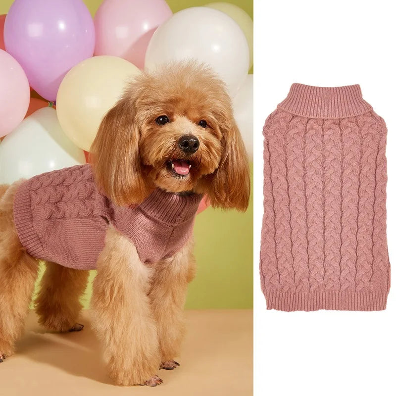 New Solid Color Comfy Knit Dog Sweater For Teddy Bichon