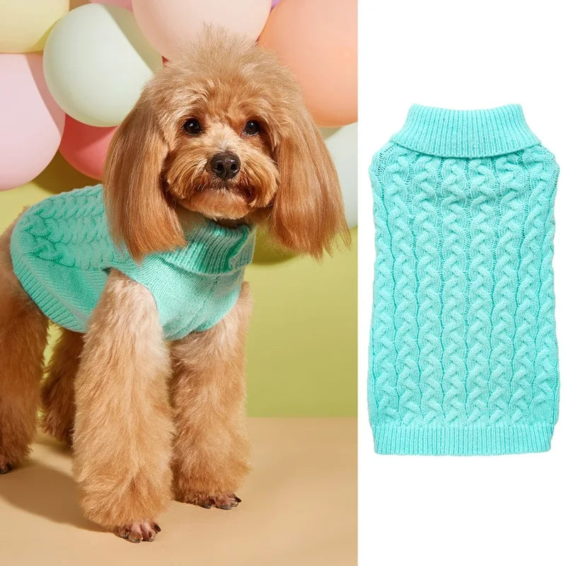 New Solid Color Comfy Knit Dog Sweater For Teddy Bichon