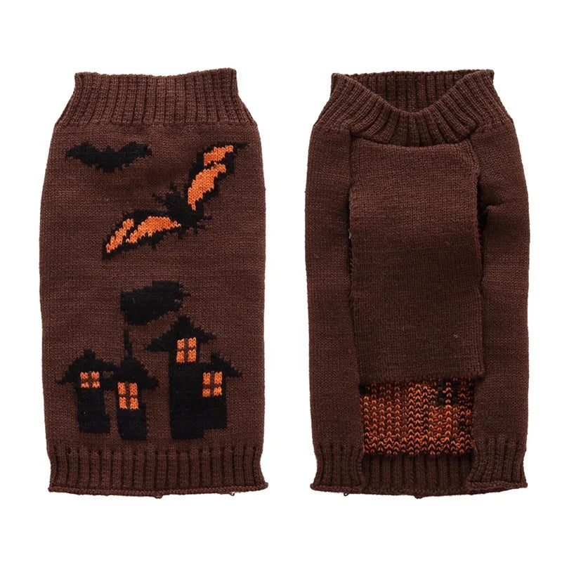 Halloween Dog Costume Sweater Skull Pattern Knitwear
