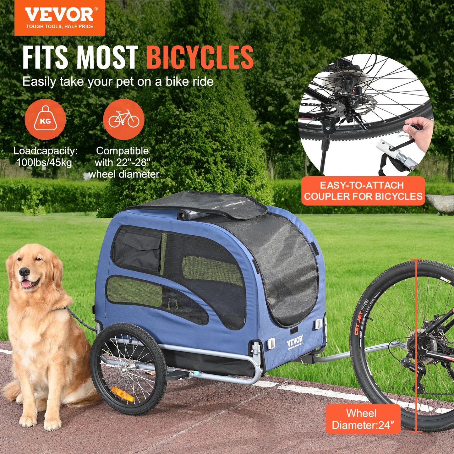 SucceBuy 100 Lb Dog Bike Trailer Carrier Reflectors