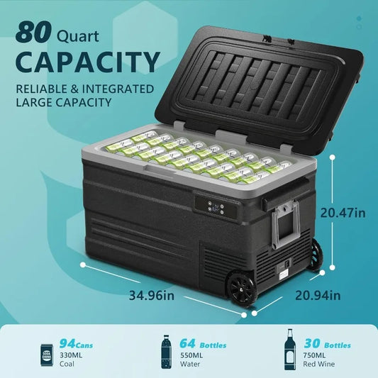 12V Car Refrigerator 80QT 75L App Control Electric Cooler