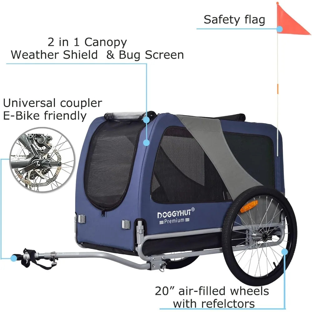 DoggyHut Premium XL Pet Bike Trailer For Large Or Small Dogs