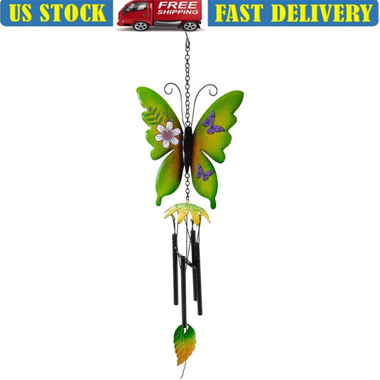 Metal Butterfly Outdoor Wind Chimes 4 Tube Decoration