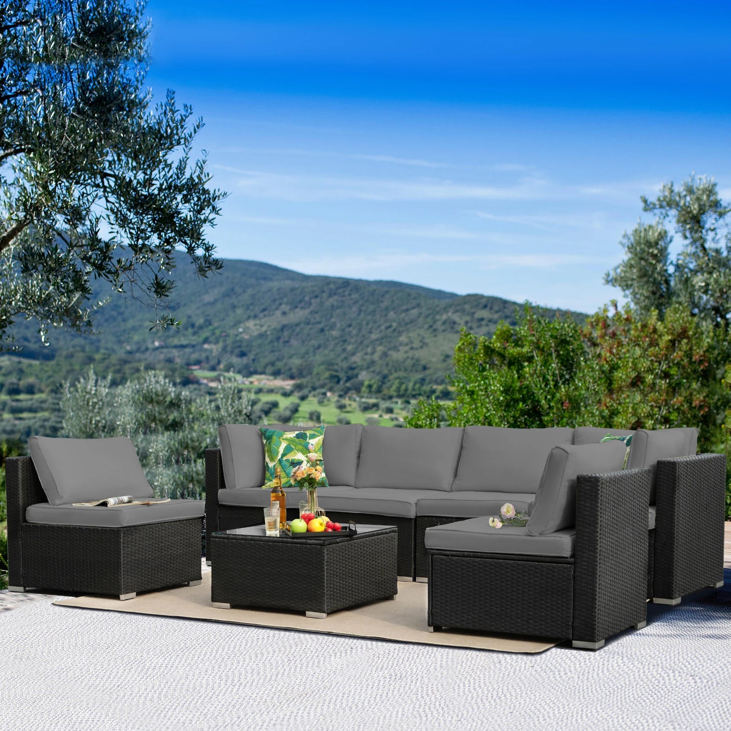 Outdoor Naga Bahna Patio Furniture 8 Piece Sectional Sofa