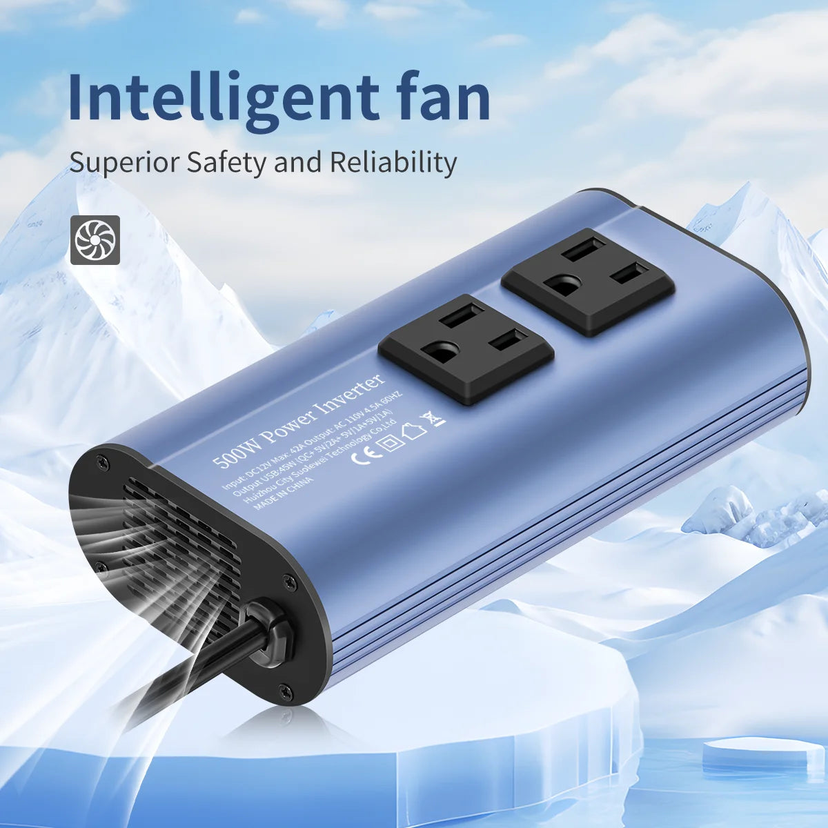 Modified Frequency Inverter Double Receptacle 4USB 500W DC12V To AC110V Ports Car Adapter - Ultimate Objects