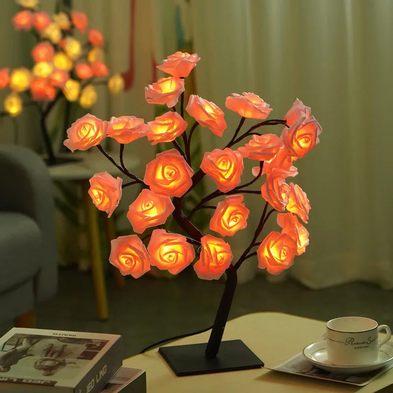 LED Rose Tree Lights 24 LEDs USB Operated Table Lamp