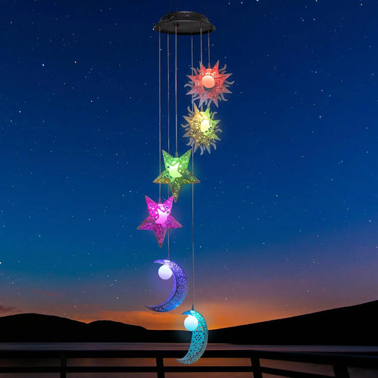 Solar Wind Chimes Sun Moon Star Lights Gifts For Mom